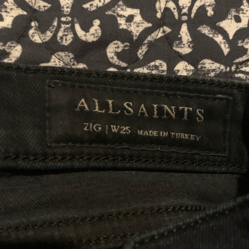AllSaints Zig Jeans Blue Black Stretch Denim Skinny size 25 Made in Turkey - Picture 3 of 8